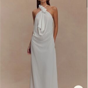 Elegant White Halter Dress